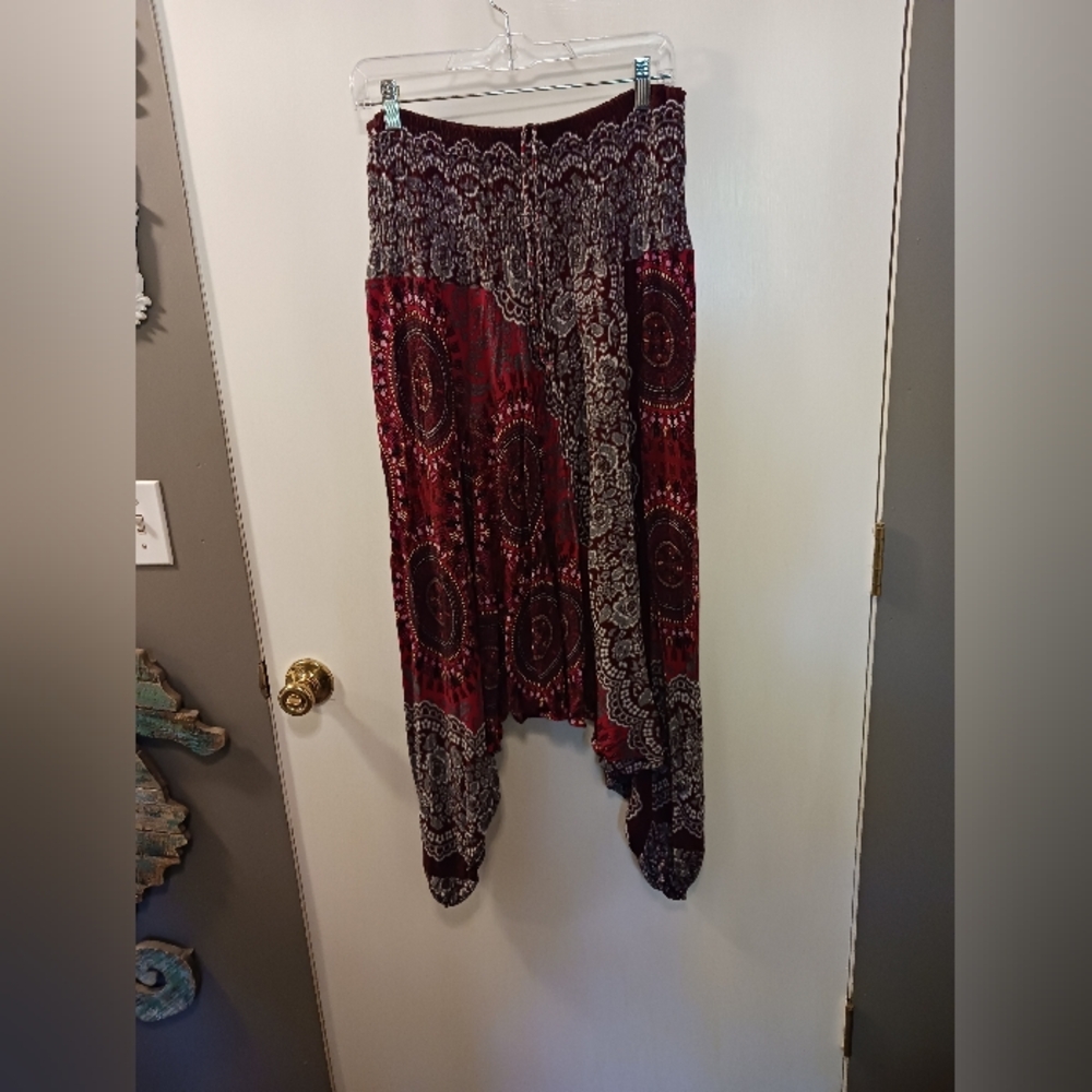 Bohemian Red Printed Harem Pants